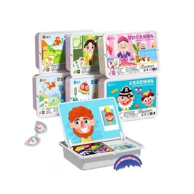 Magnetic Puzzles Face Dress Up Travel Game Double Side Preschool Educational Learning Toy