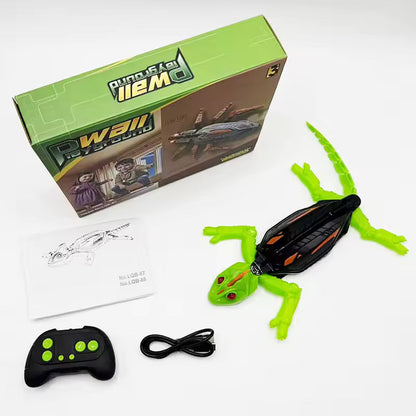 Wall Climbing RC Gecko Toy, Rechargeable Remote Control Lizard with LED Eyes